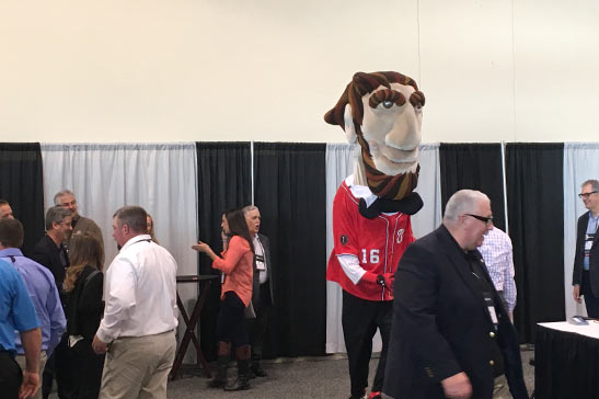 The Presidential character mascots of the Washington Nationals baseball  team, Thomas Jefferson, Teddy Roosevelt, Abraham Lincoln