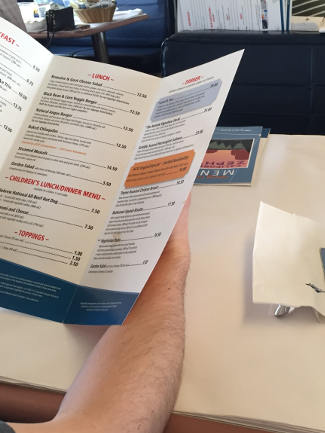 Amtrak Zephyr menus