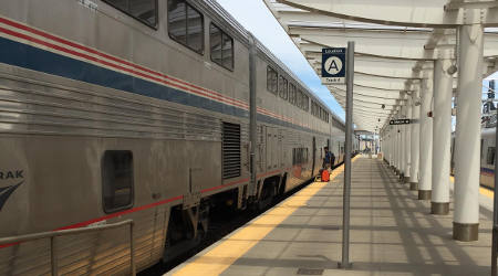 Amtrak train at Denver's Union Station