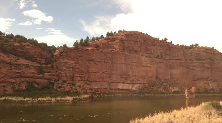 View of river and mountainous formation near Bond, Colorado